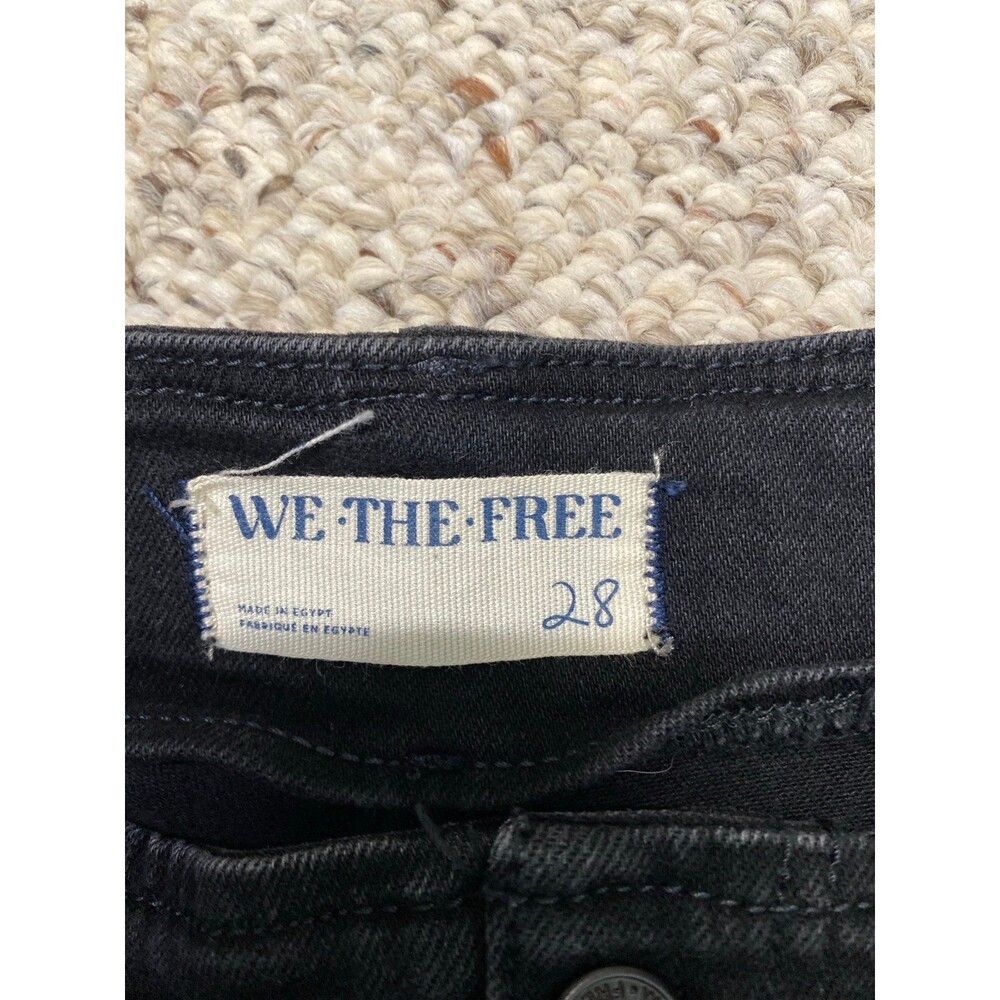 Free People We The Free High-Rise Utility Flare Side Slit Raw Hem Black 28 - Picture 9 of 10